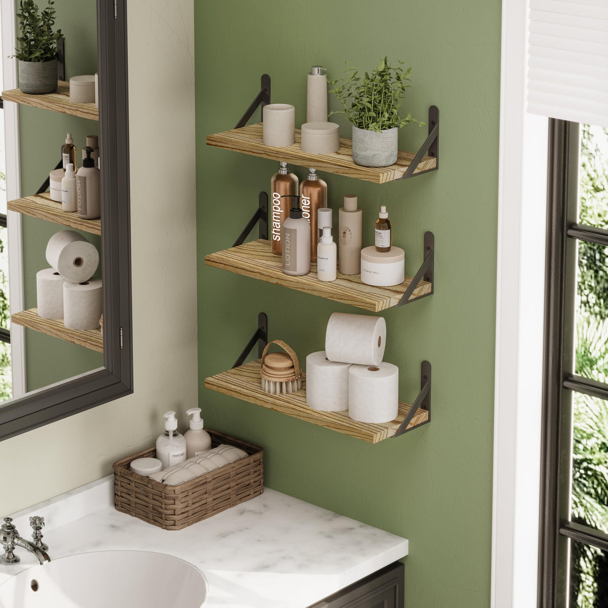 SUPERLELE 6-Pieces 16.5 Inch Floating Wall Shelves