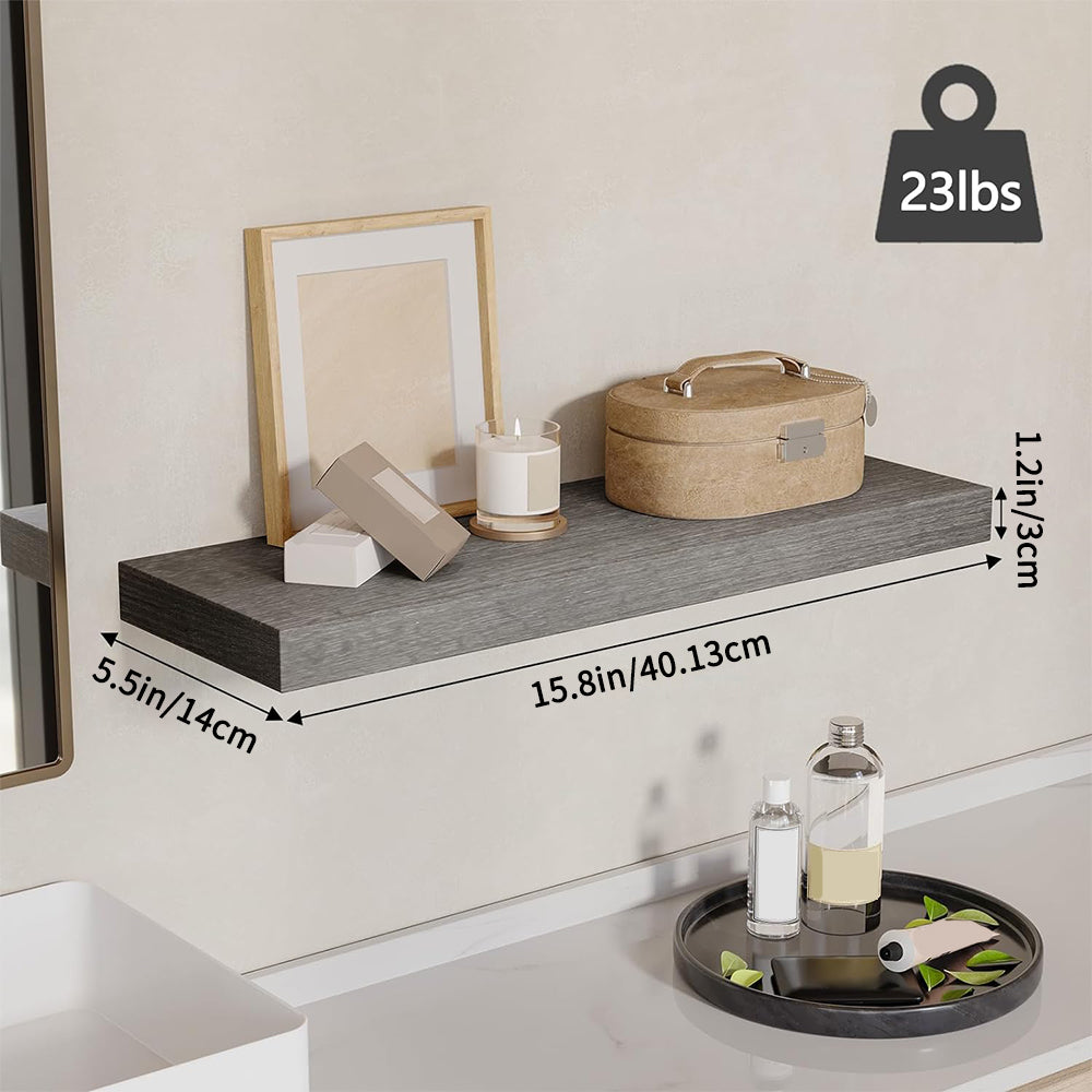 Fixwal 4-Pieces Floating Shelves for Wall, Wall Mounted Rustic Wood Shelves Grey
