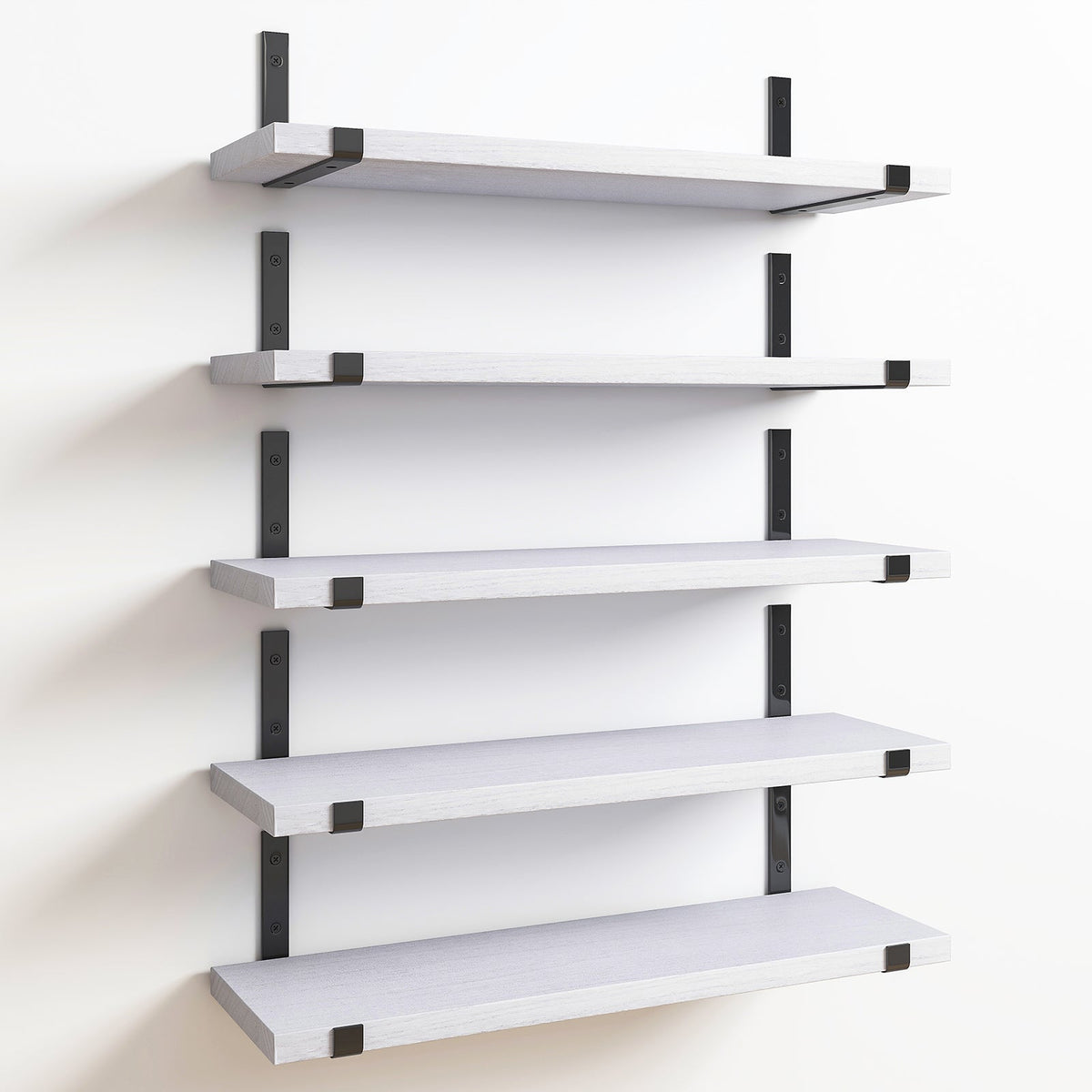 SUPERLELE Floating Shelves Set of 5, Width 4.7 Inches, Rustic Wood Wall Storage Shelves