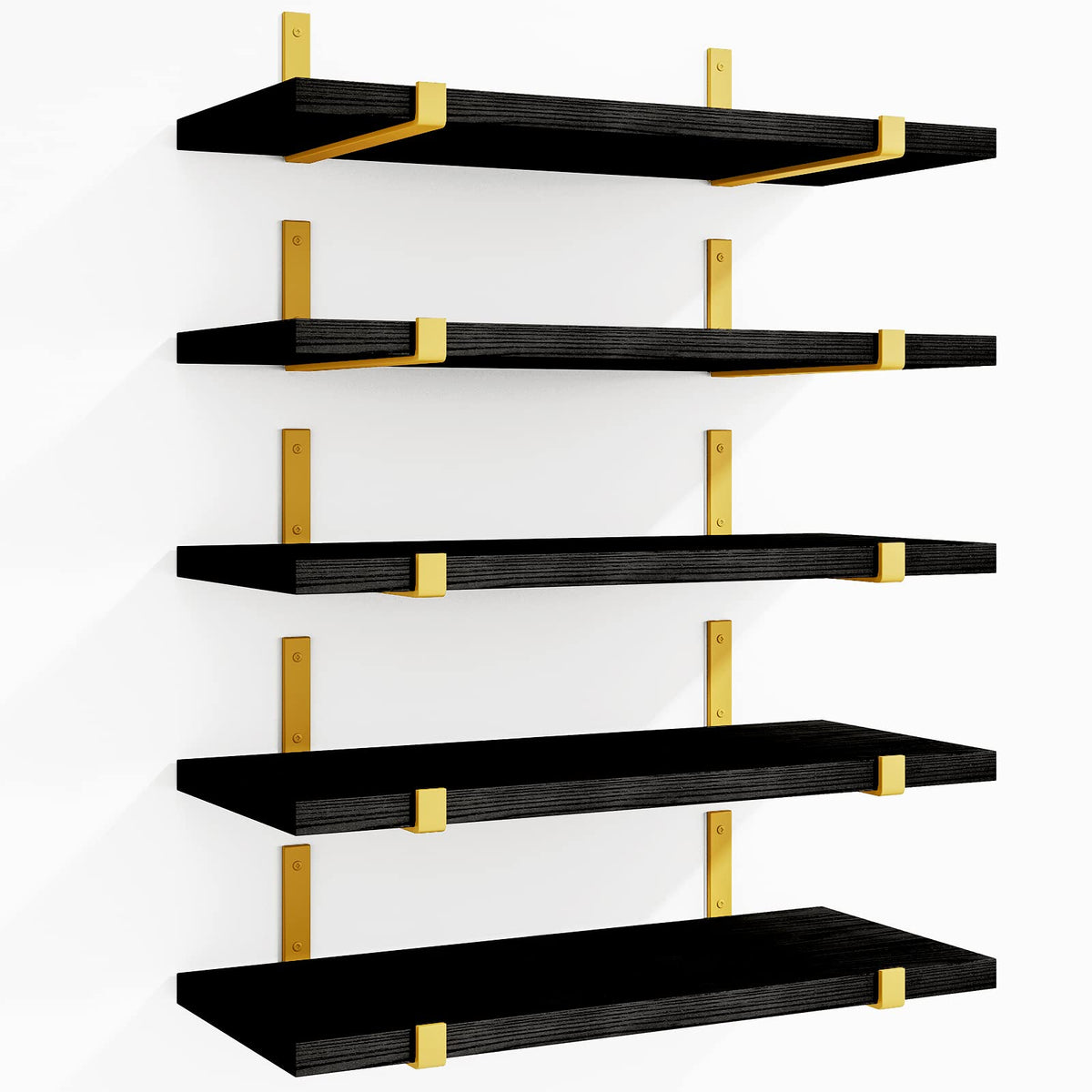 SUPERLELE Floating Shelves Set of 5, Width 4.7 Inches, Rustic Wood Wall Storage Shelves
