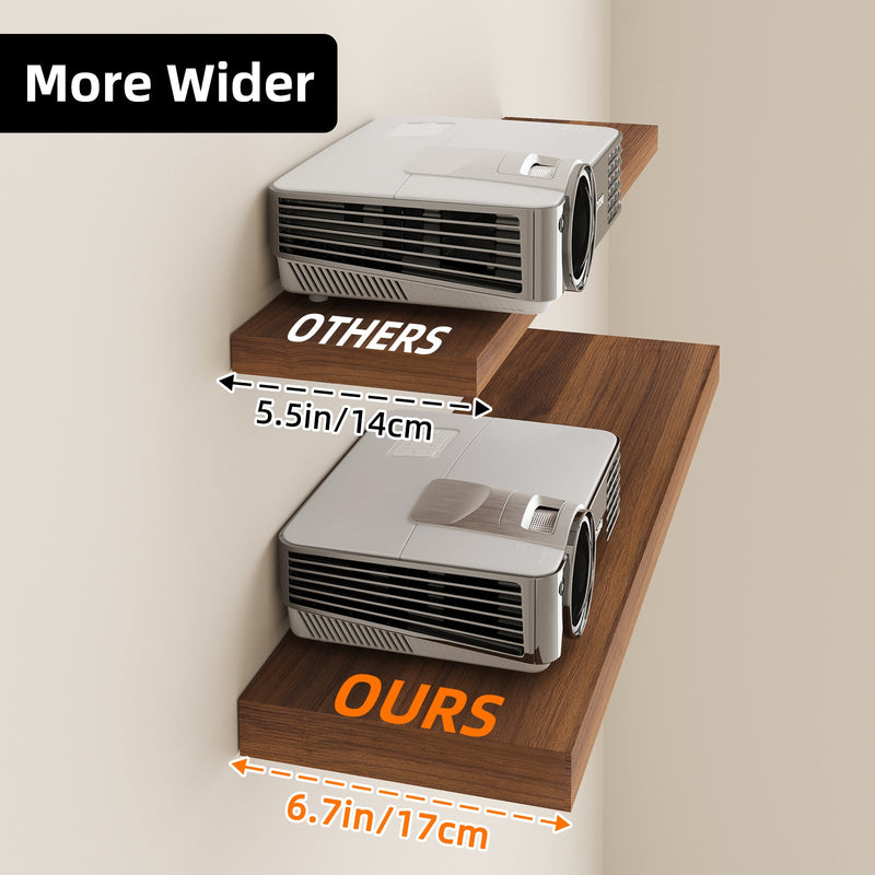 Fixwal 2 Pcs 22.5 inch Rustic Wood Wall Mounted Shelves Walnut