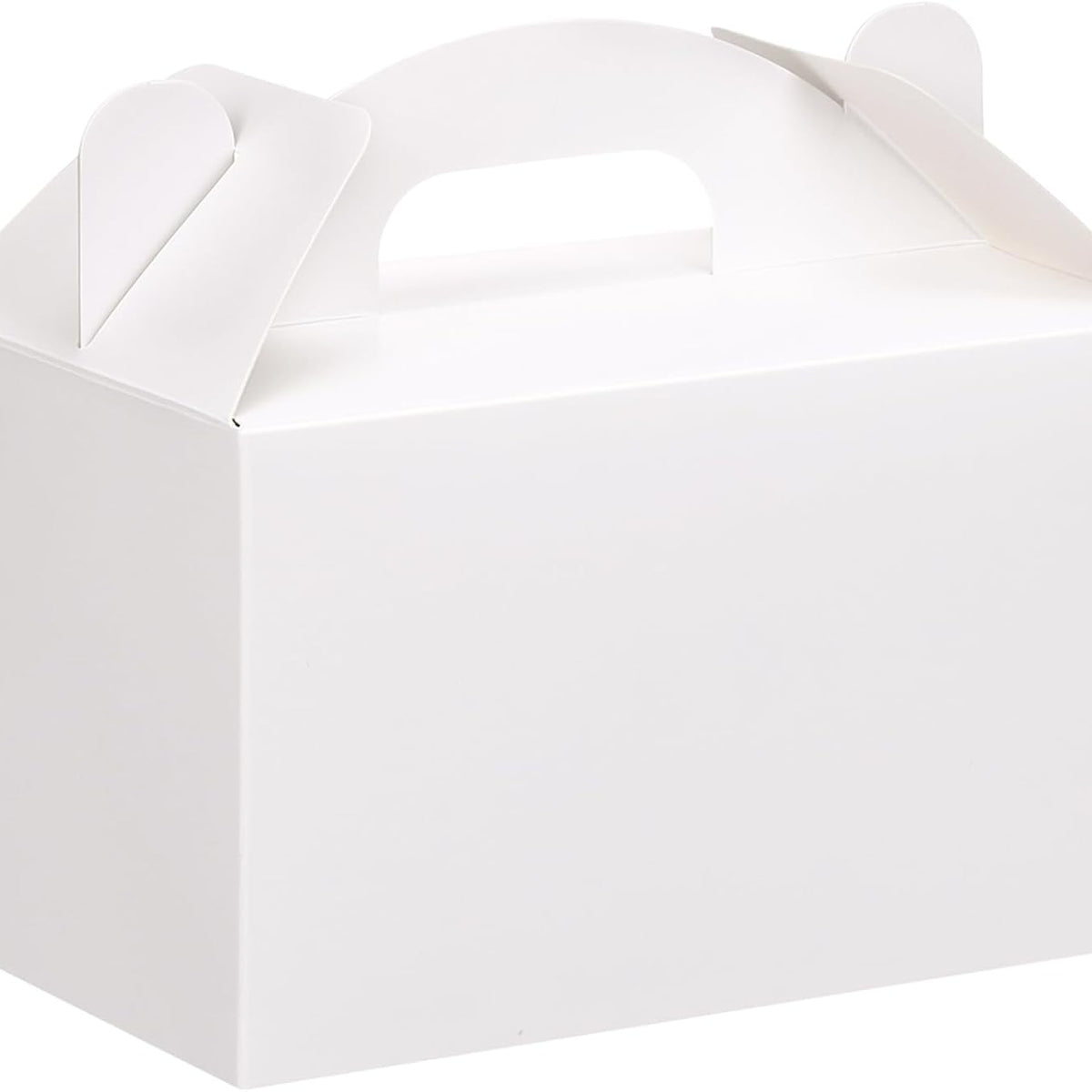 Moretoes 48 Pack White Party Favor Treat Boxes, Gable Gift Boxes with Handles, Candy Boxes for Birthday, Wedding, Baby Shower, Holiday