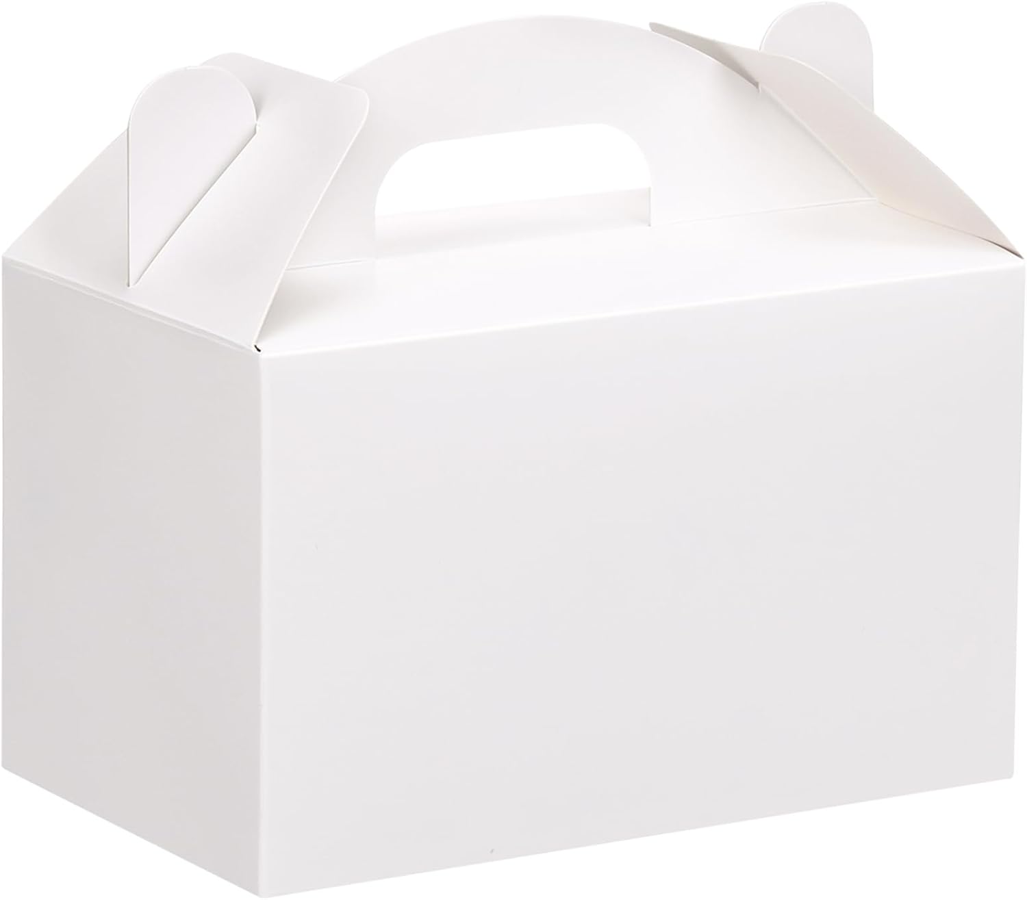 Moretoes 48 Pack White Party Favor Treat Boxes, Gable Gift Boxes with Handles, Candy Boxes for Birthday, Wedding, Baby Shower, Holiday