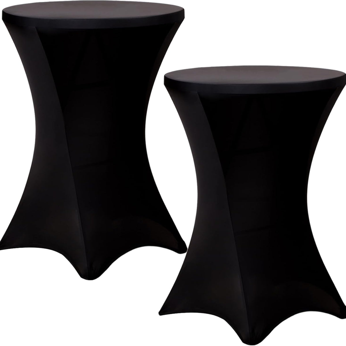 Fixwal Cocktail Tablecloth, Bar Top Table Covers 2 Pack 32x43 Black High Table Cloths Round Table Cover, Spandex Stretch Table Cloth for Pub, Party, Wedding