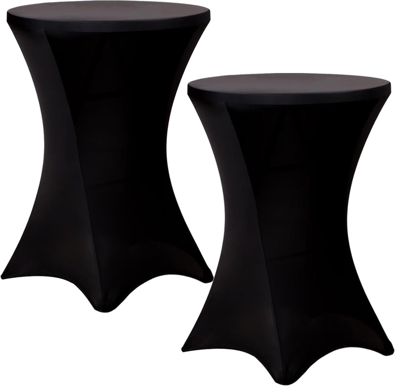 Fixwal Cocktail Tablecloth, Bar Top Table Covers 2 Pack 32x43 Black High Table Cloths Round Table Cover, Spandex Stretch Table Cloth for Pub, Party, Wedding