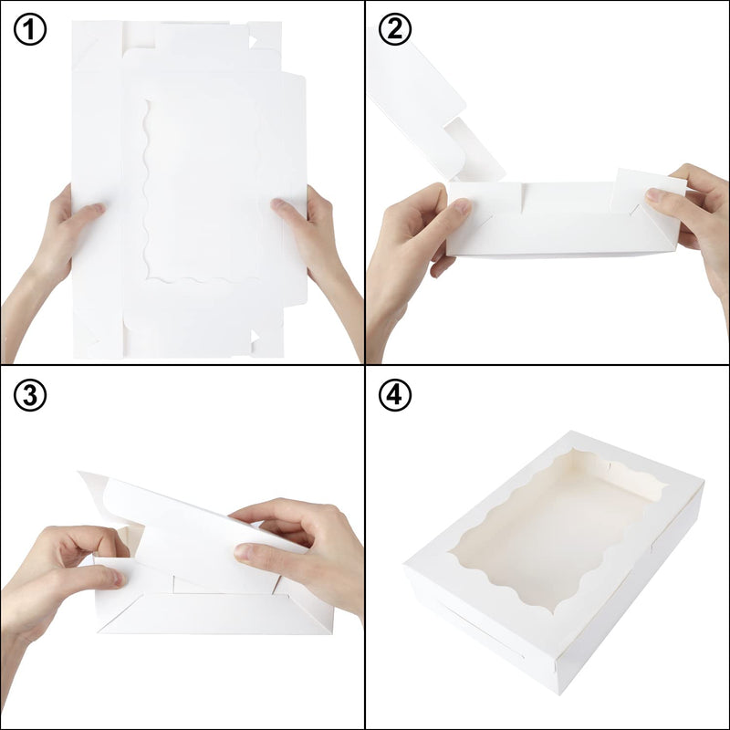 Moretoes 15pcs Cookie Boxes,12x8x2.5 Inches Bakery Boxes with Window, for Chocolate Covered Strawberries, Cakes, Pies, Muffins, Donuts and Pastries