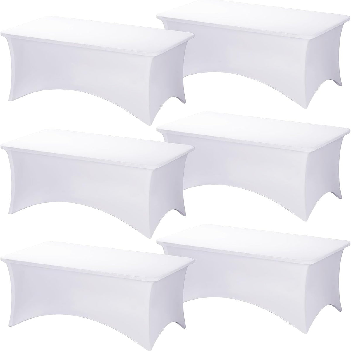 Fixwal 6 Pack Table Cloth Rectangle Table, 6FT Table Cover, White Table Cloth Rectangle Fitted Rectangular Stretch Tablecloth, Washable Patio Table Cover (White, 72L x 30W x 30H Inch)