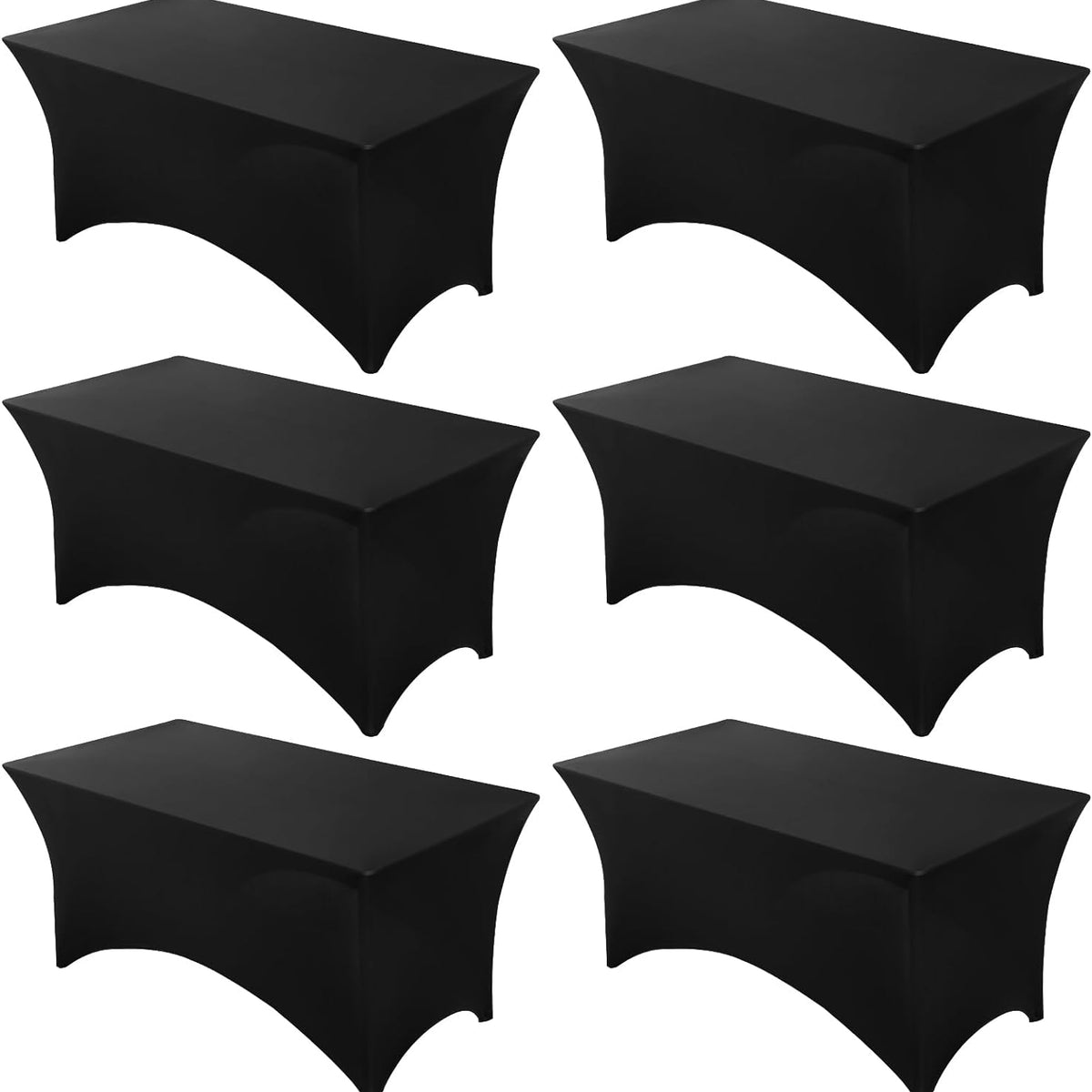 Fixwal 6 Pack Black Table Cover, Spandex Table Cloths for 6 Foot Rectangle Tables Fitted Tablecloth, Wrinkle-Free and Stretch Folding Tablecloth for Banquet, Wedding, Party (72L x 30W x 30H Inch)