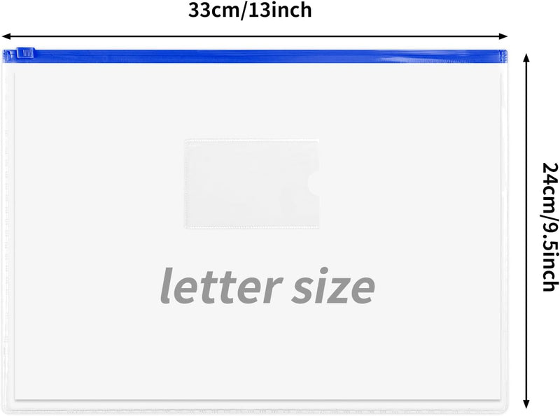 36pcs Plastic Envelopes Poly Zip Envelope Clear Zipper Pouches File Folders, A4, Letter Size, 11 Colors, for School and Office Supplies