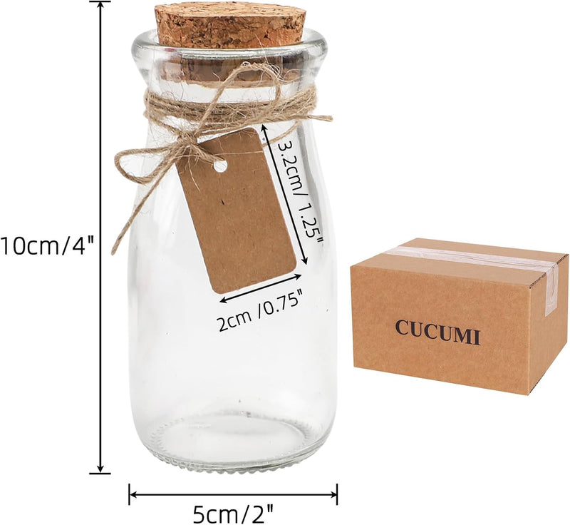 12pcs 3.4oz Small Glass Jars with Lids, 100ml Candy Jars Potion Bottles with Cork, Mini Jars Set for Party Wedding Favors Halloween Décor