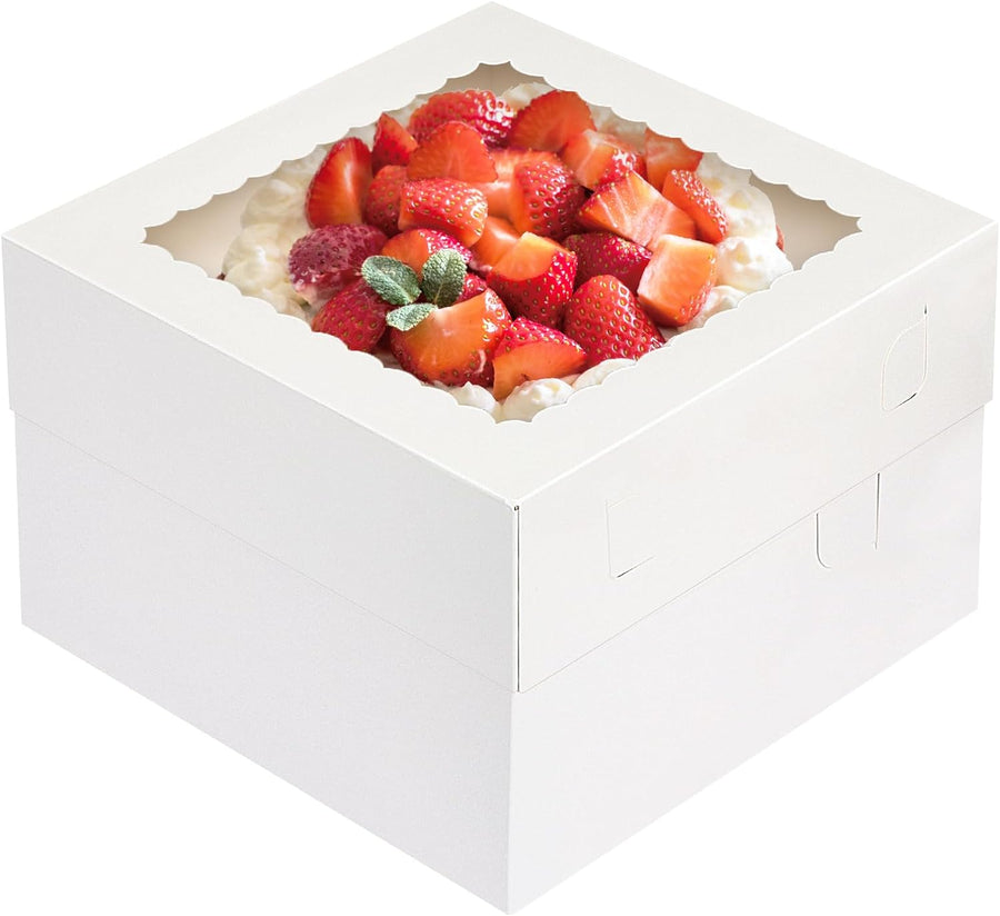 15Pcs Cake Boxes, 12x12x8 Inch White Bakery Boxes with Window Cake Containers Tall Dessert Cardboard Boxes