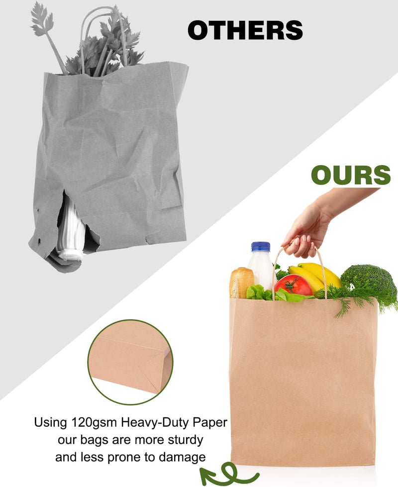 Moretoes 75pcs Paper Bags, (8-10-12inch) Assorted Sizes Brown Paper Bags with Handles for Small Business, Shopping, Retail, Party,