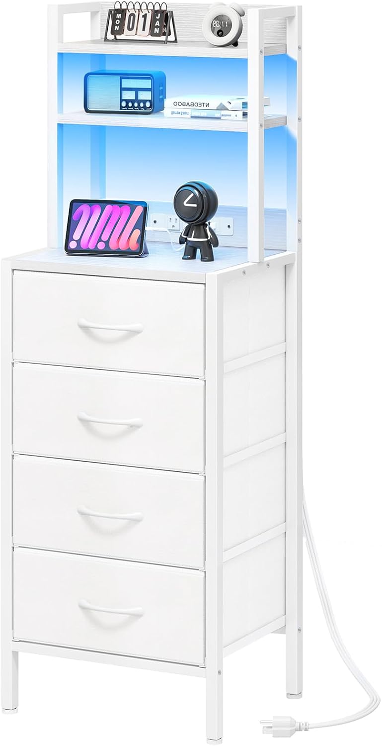 Tall Nightstand with Charging Station