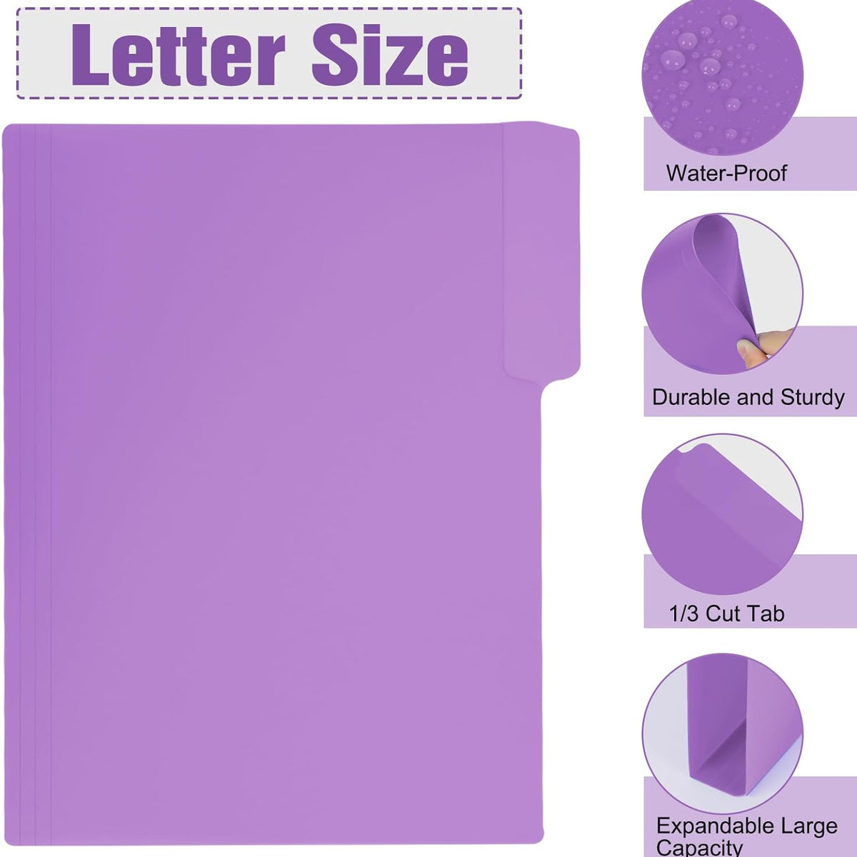 27 Pack 9 Colors Plastic Manila Folders Letter Size File Folders Poly Filing Folders Colored Folders - Heavy Duty 1/3 Cut Tab for School
