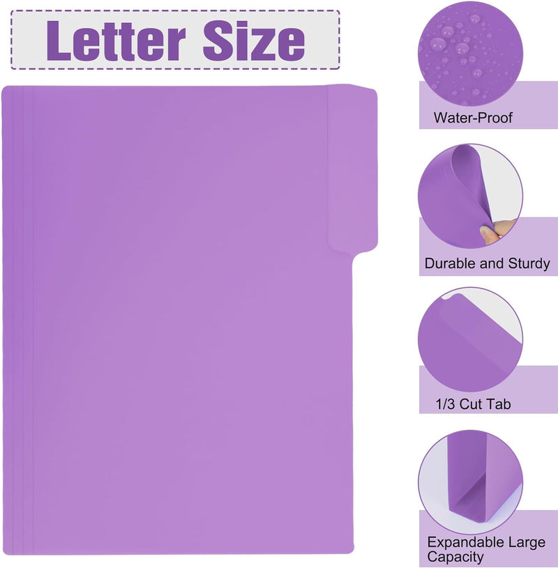 27 Pack 9 Colors Plastic Manila Folders Letter Size File Folders Poly Filing Folders Colored Folders - Heavy Duty 1/3 Cut Tab for School