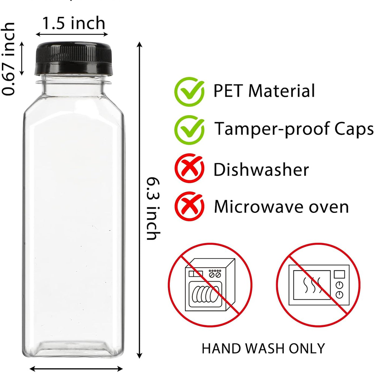 Moretoes 40pcs 12oz Plastic Juice Bottles with Caps, Bulk Clear Beverage Containers for Juicing Drinking Milkshake Tea and Other Beverages
