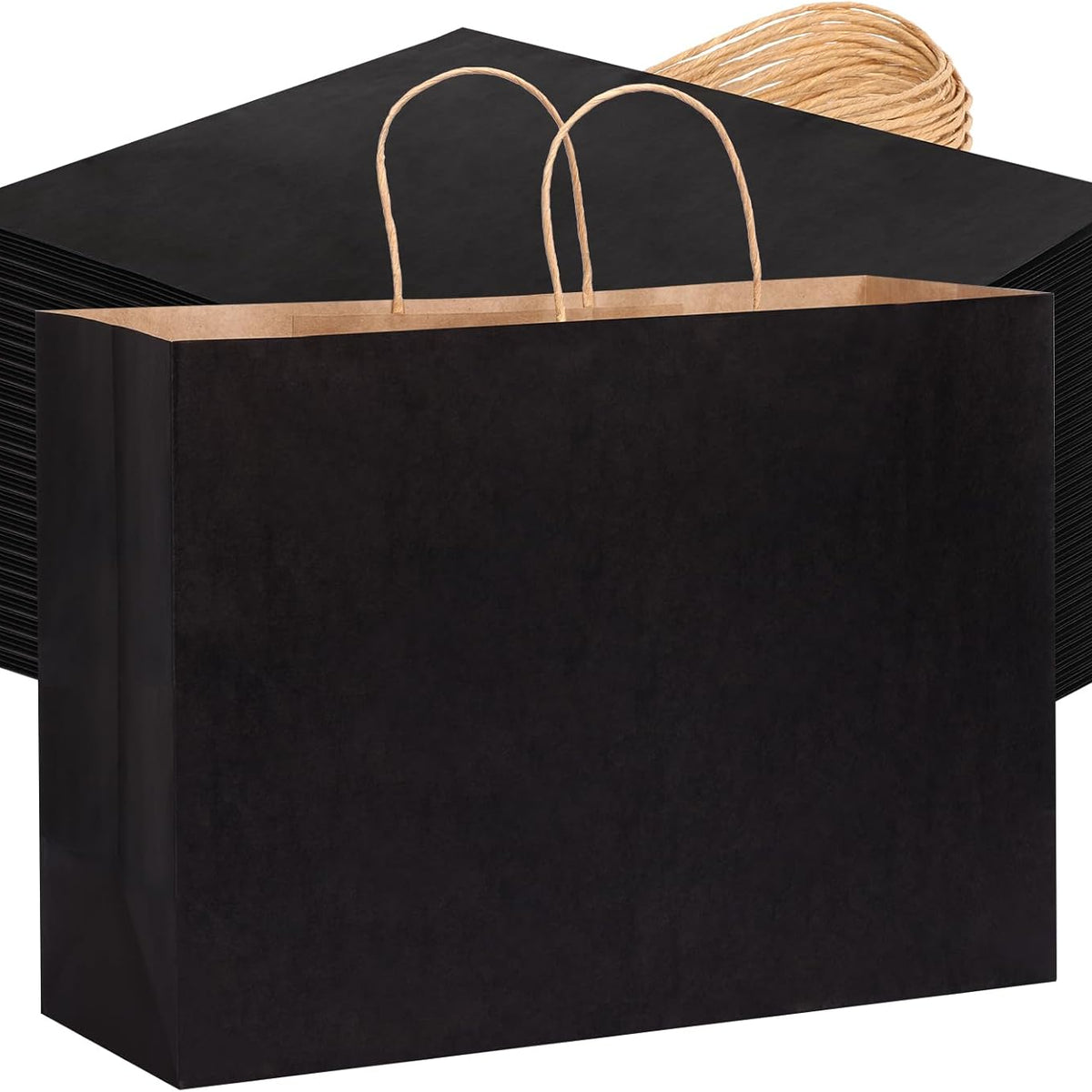Moretoes 90pcs Black Gift Bags, 16x6x12 Inch Large Paper Bags with Handles Bulk for Boutiques, Grocery, Small Business, Mechandise, Party, Gifts & Merchandise
