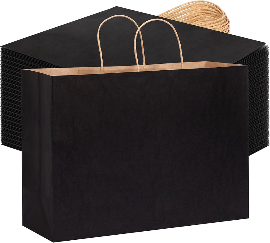 90pcs Black Gift Bags, 16x6x12 Inch Large Paper Bags with Handles Bulk for Boutiques, Grocery, Small Business, Mechandise, Party, Gifts & Merchandise