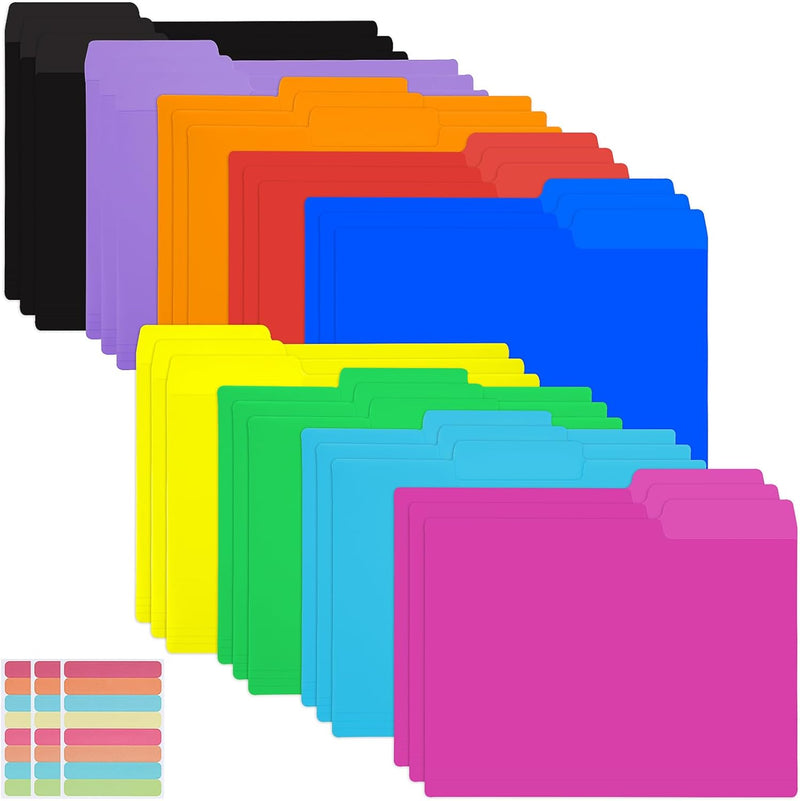 27 Pack 9 Colors Plastic Manila Folders Letter Size File Folders Poly Filing Folders Colored Folders - Heavy Duty 1/3 Cut Tab for School