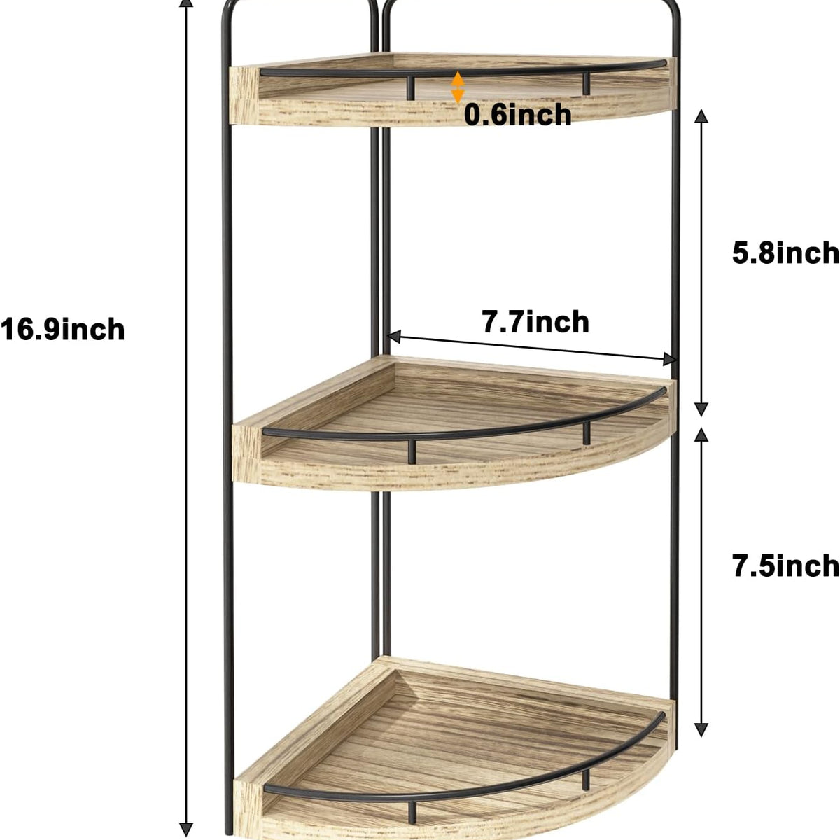 Fixwal Bathroom Counter Organizer, 3 Tier Rustic Bathroom Shelves Corner Organizer, Wood Countertop Storage Tray for Vanity, Kitchen, Bedroom (Light Brown)