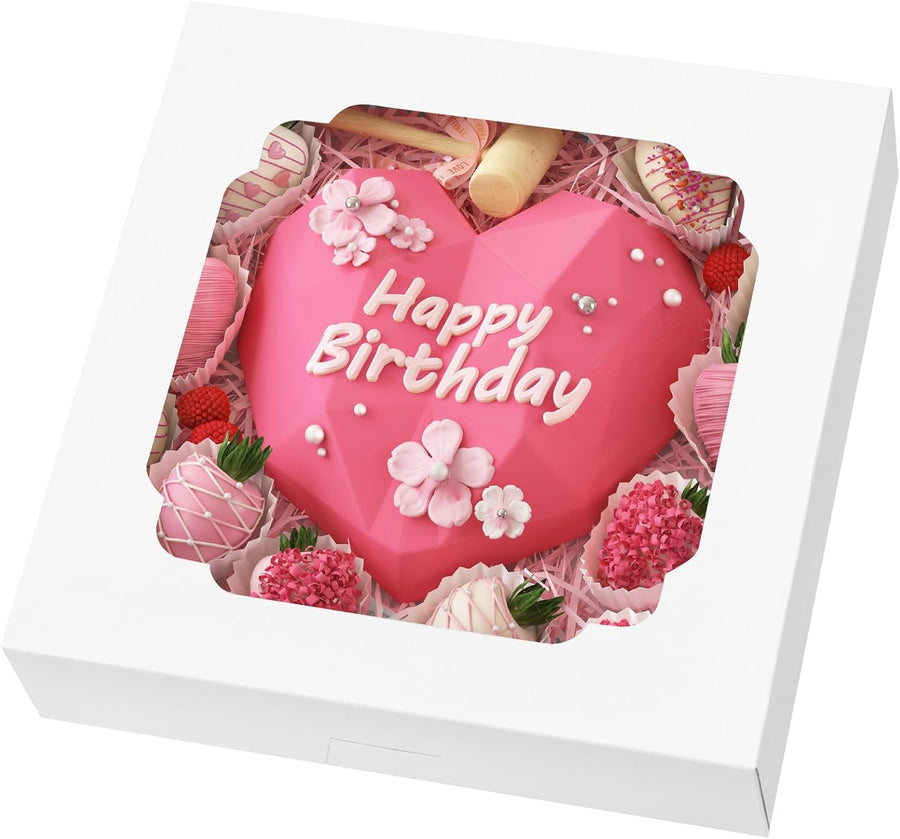 Pie Boxes, 45pcs 10x10x2.5 Inches Bakery Boxes, Auto-Popup Cookie Container with Window for Pie, Strawberries, Cookie Cake, Treats