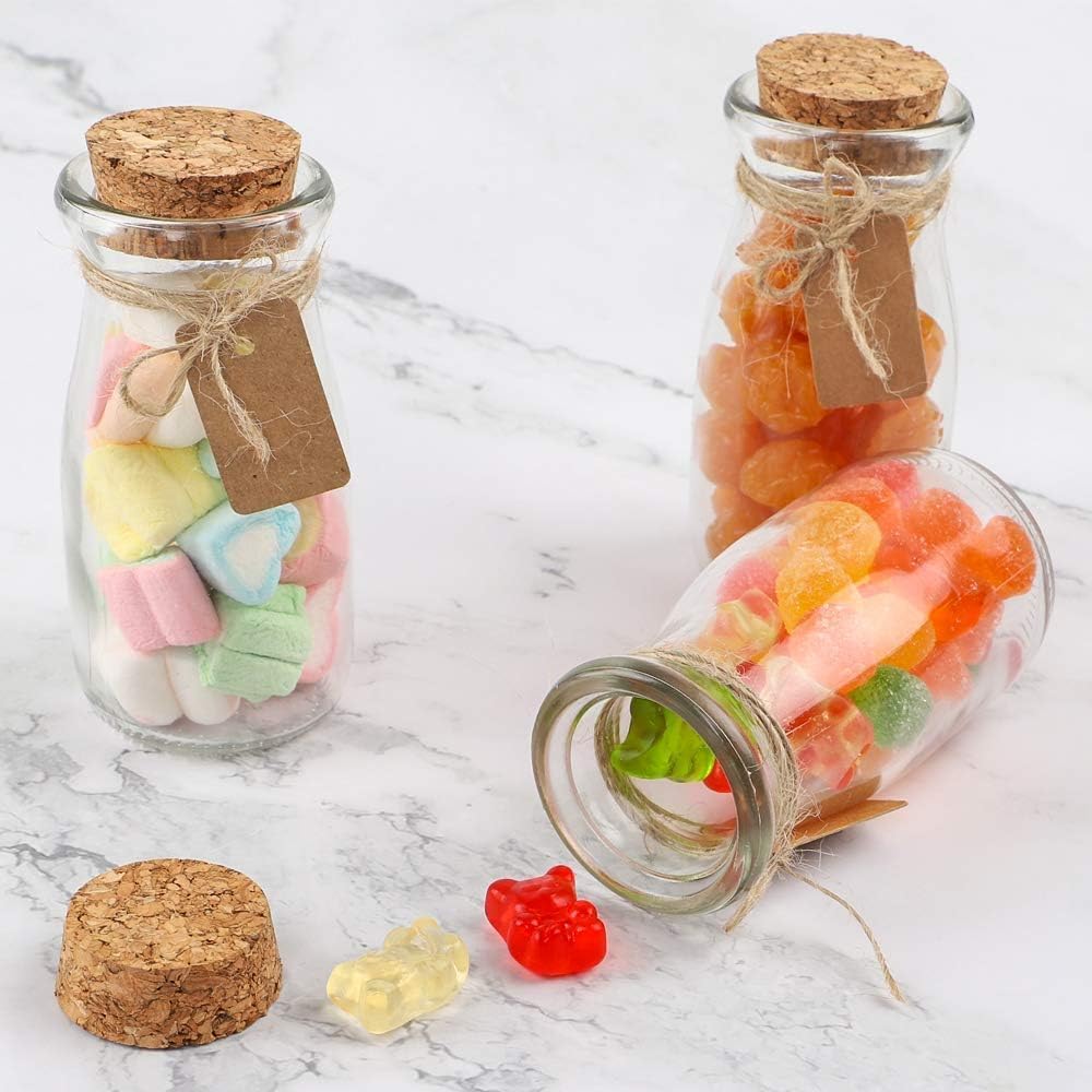 12pcs 3.4oz Small Glass Jars with Lids, 100ml Candy Jars Potion Bottles with Cork, Mini Jars Set for Party Wedding Favors Halloween Décor