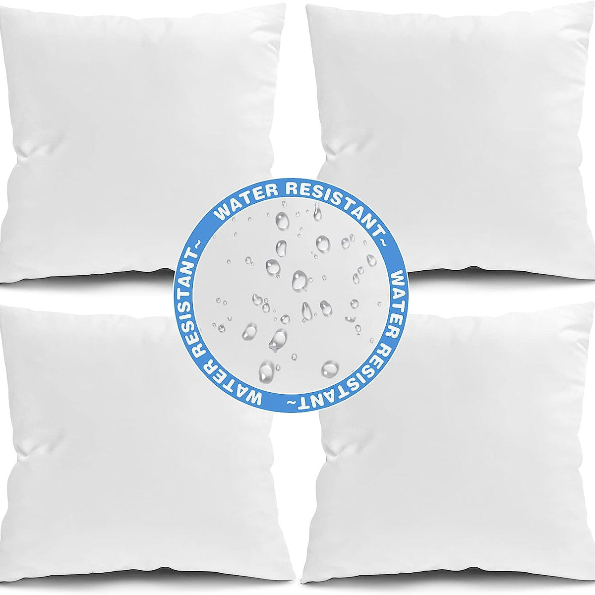 Fixwal Outdoor Pillow Inserts, 20x20 Inch Waterproof Pillows Inserts, 4 Pack Pillow Form for Patio, White