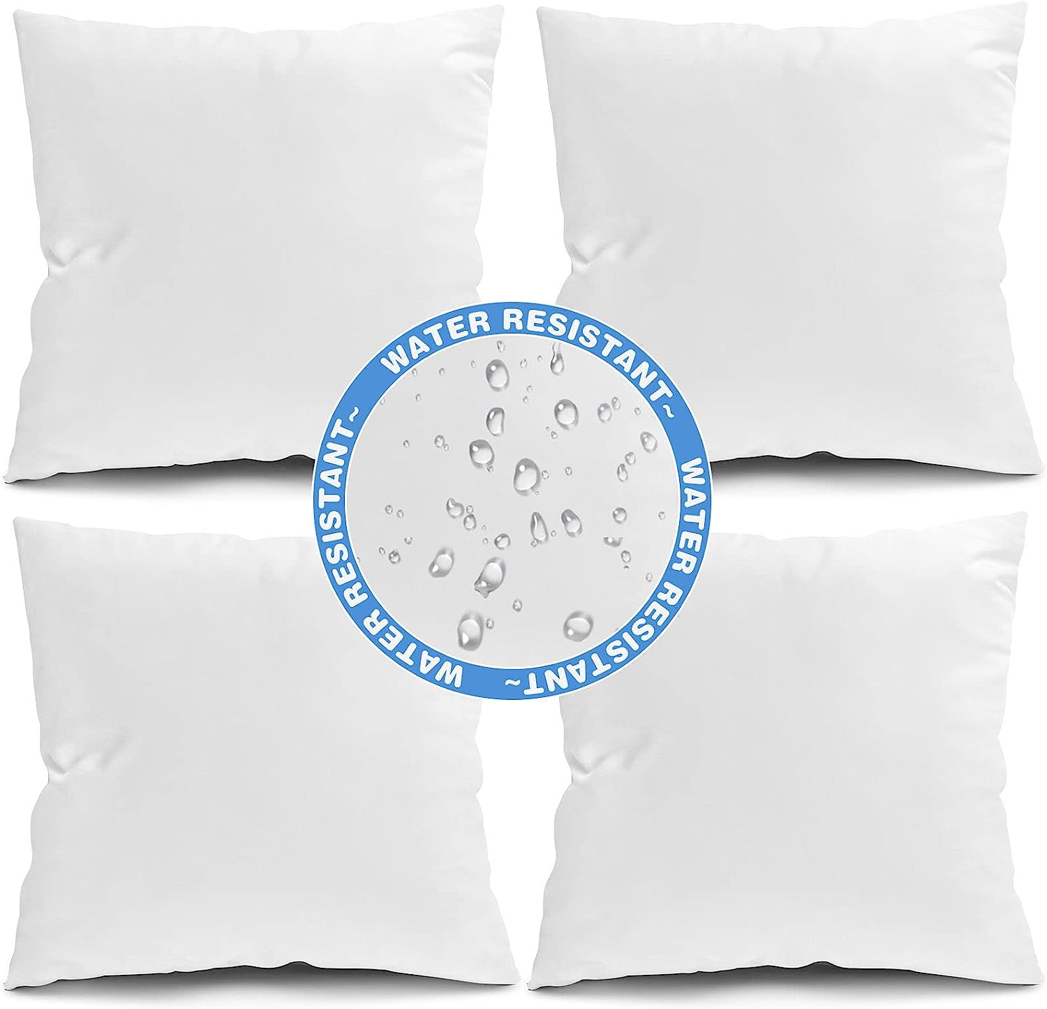 Fixwal Outdoor Pillow Inserts, 20x20 Inch Waterproof Pillows Inserts, 4 Pack Pillow Form for Patio, White