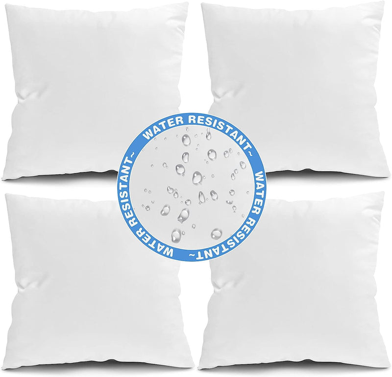 Fixwal Outdoor Pillow Inserts, 20x20 Inch Waterproof Pillows Inserts, 4 Pack Pillow Form for Patio, White