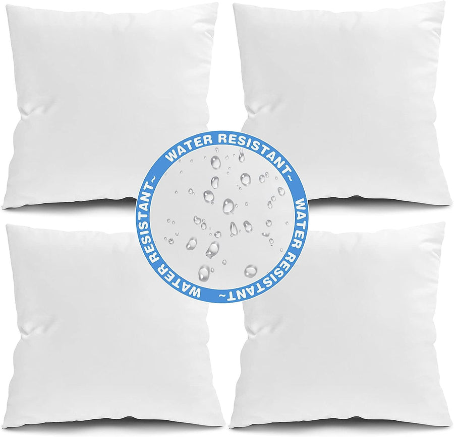 Outdoor Pillow Inserts, 20x20 Inch Waterproof Pillows Inserts, 4 Pack Pillow Form for Patio, White