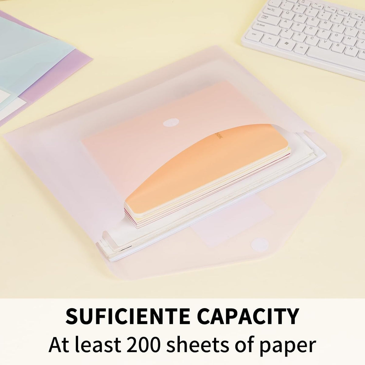 45pcs Plastic Envelopes, Plastic File Folders for Documents, A4 Size Hook & Loop Closure Poly Folders with Label Pocket for School and Office Supplies
