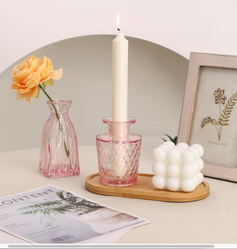36pcs Pink Glass Bud Vase Set, Small Flower Vases for Centerpieces in Bulk, Mini Vintage Vase for Home, Wedding, Table Decor