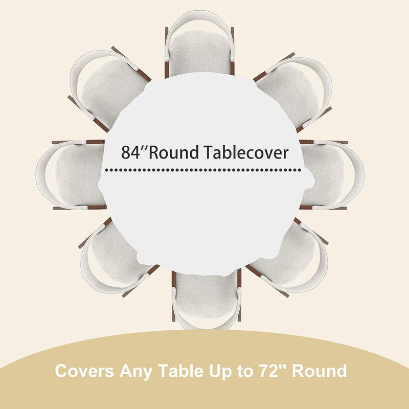 Fixwal White Plastic Table Cloth Disposable 84 Inch, Waterproof Round Tablecloth 10 Pack for Soccer Party Decoration, Picnic, Birthday