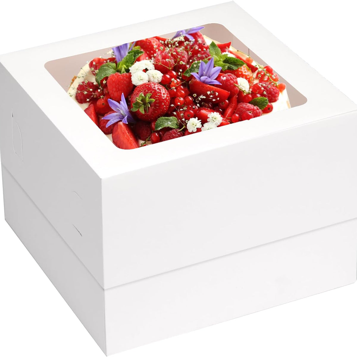 Moretoes 10pcs Cake Boxes 12x12x8 Inch White Bakery Boxes with Window Tall Dessert Cardboard Containers for Cakes Cupcakes Pies Donuts Cookies, for Valentine's Day Mother's Day