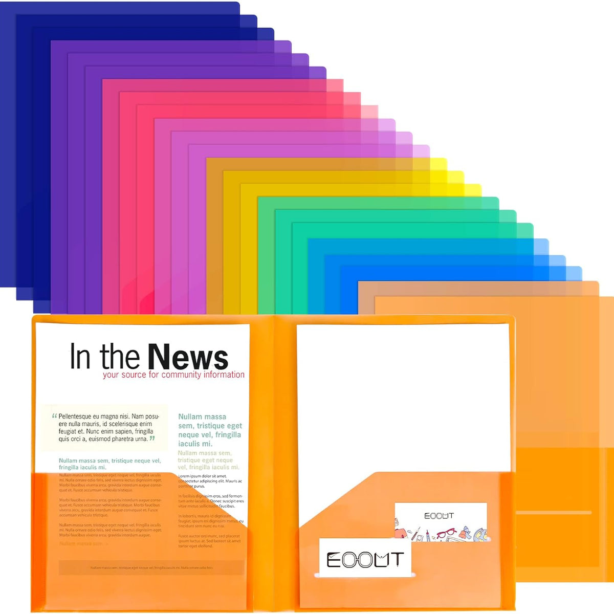 Clear Folders with 2 Pockets, 24pcs Plastic Pocket Folders for Office Students and School, Letter Size, A4 Size, 8 Assorted Colors