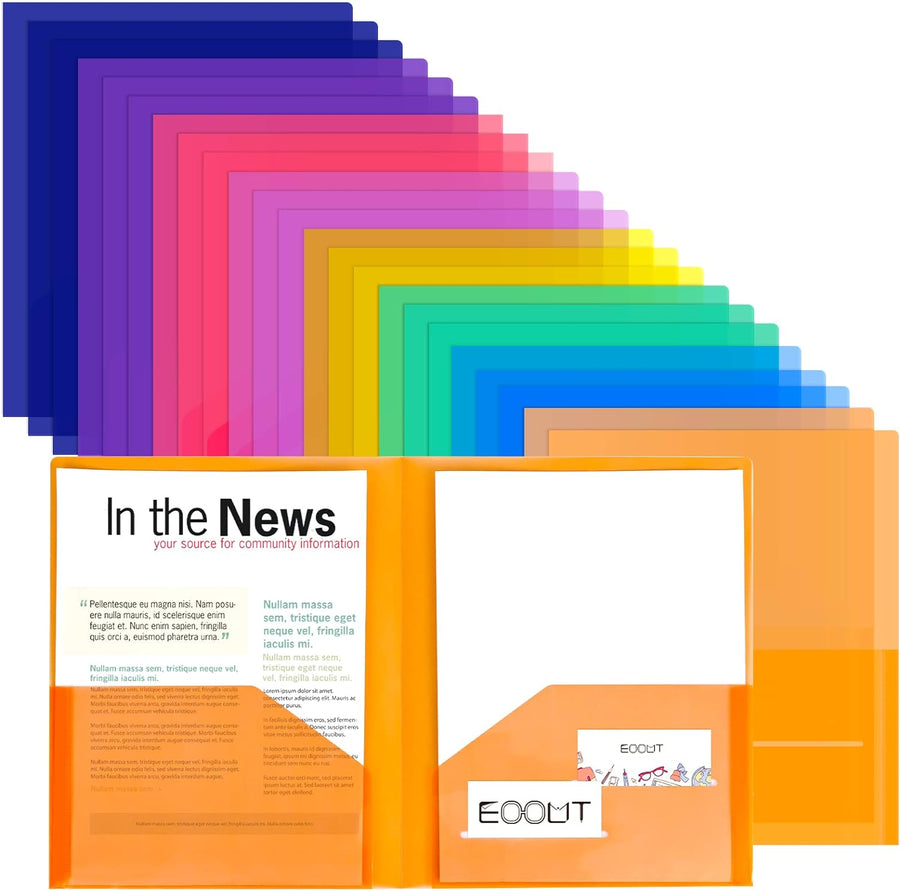 Clear Folders with 2 Pockets, 24pcs Plastic Pocket Folders for Office Students and School, Letter Size, A4 Size, 8 Assorted Colors