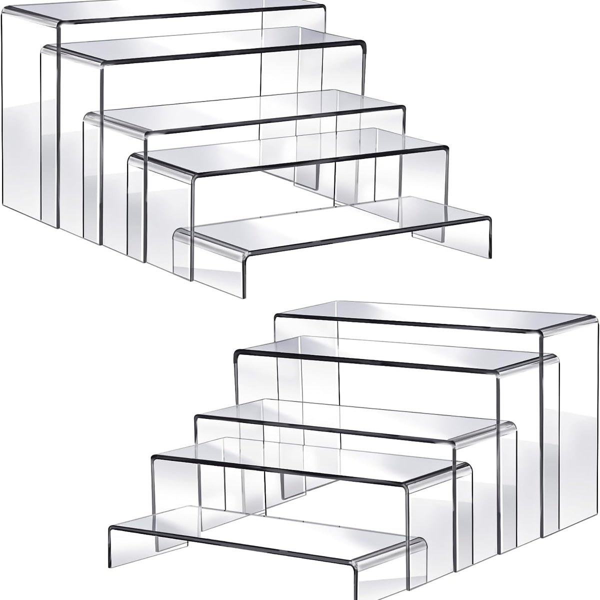 Fixwal 10pcs 2 Set Acrylic Risers for Display Clear Perfume Organizer Stands Acrylic Display Risers for Show Figures, Cupcake, Jewelry, Toys, Perfume and More (Large Size)