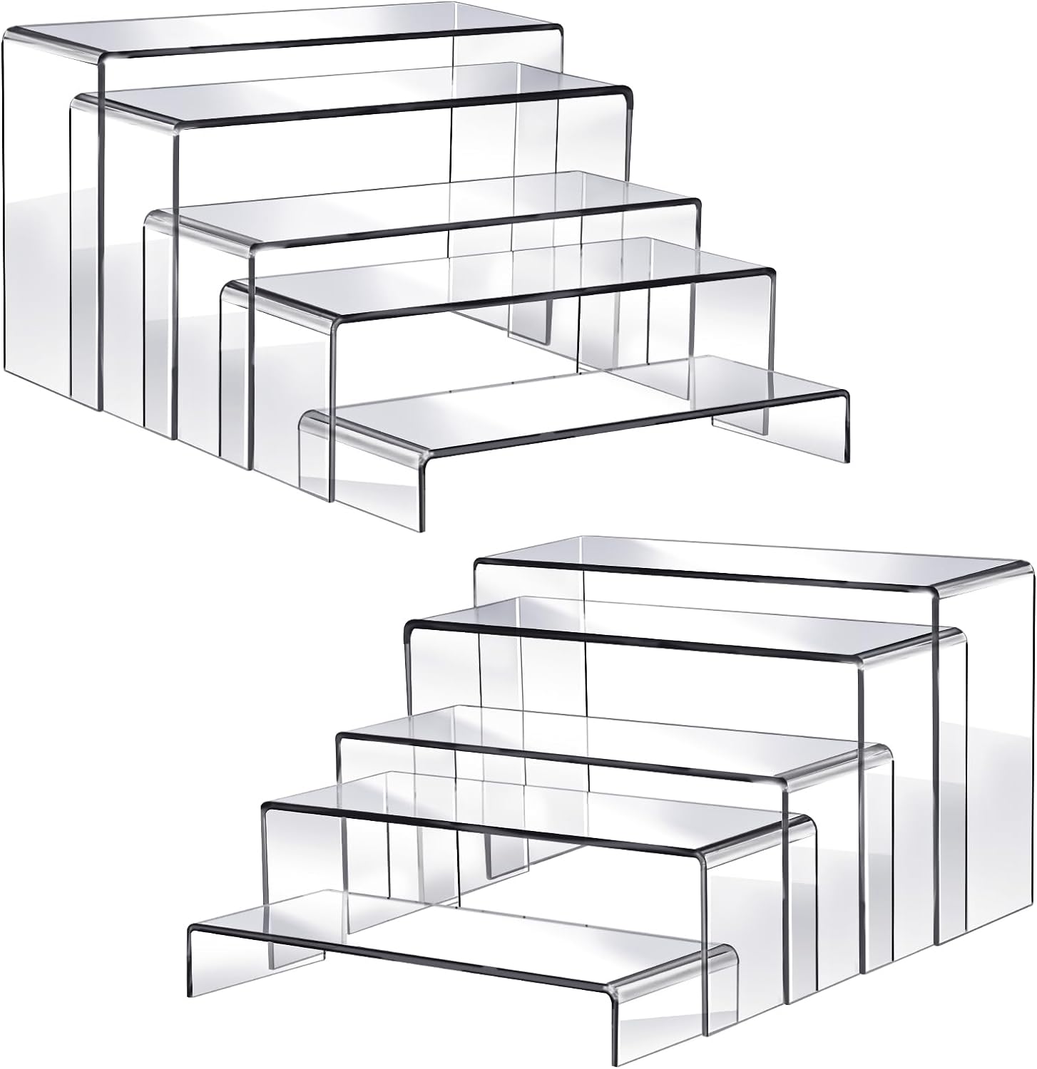 Fixwal 10pcs 2 Set Acrylic Risers for Display Clear Perfume Organizer Stands Acrylic Display Risers for Show Figures, Cupcake, Jewelry, Toys, Perfume and More (Large Size)