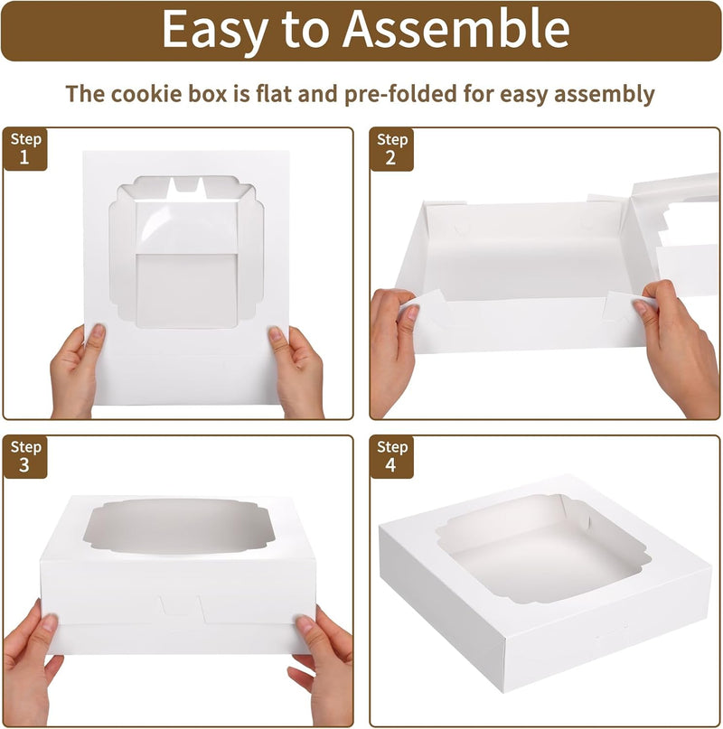 Moretoes 56pcs Pie Boxes 10x10x2.5 Inches Bakery Boxes with Window for Cookies, Pastries, Pies, Pastries, Muffins, Donuts