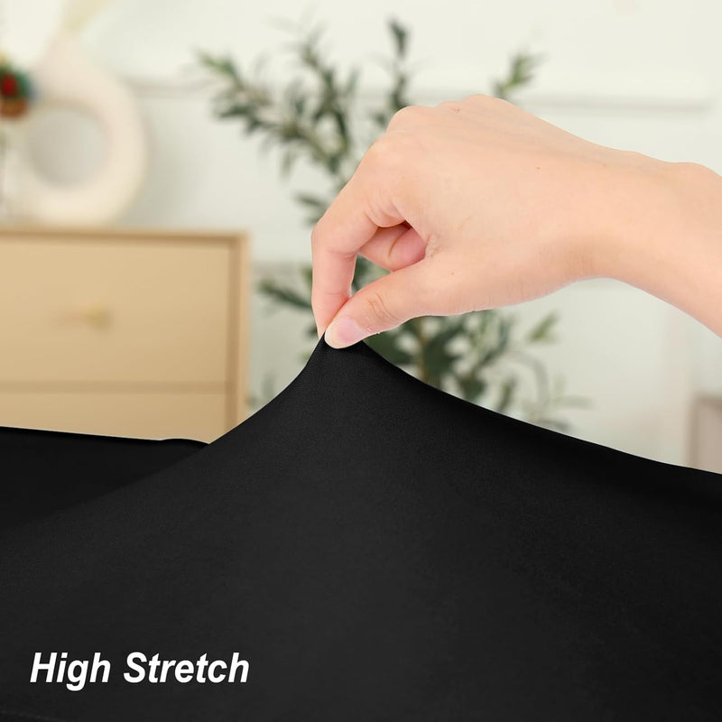 Fixwal 2 Pack Black Spandex Tablecloth for Rectangle Table 4ft, Table Skirt for Party, Show, Wedding and Birthday