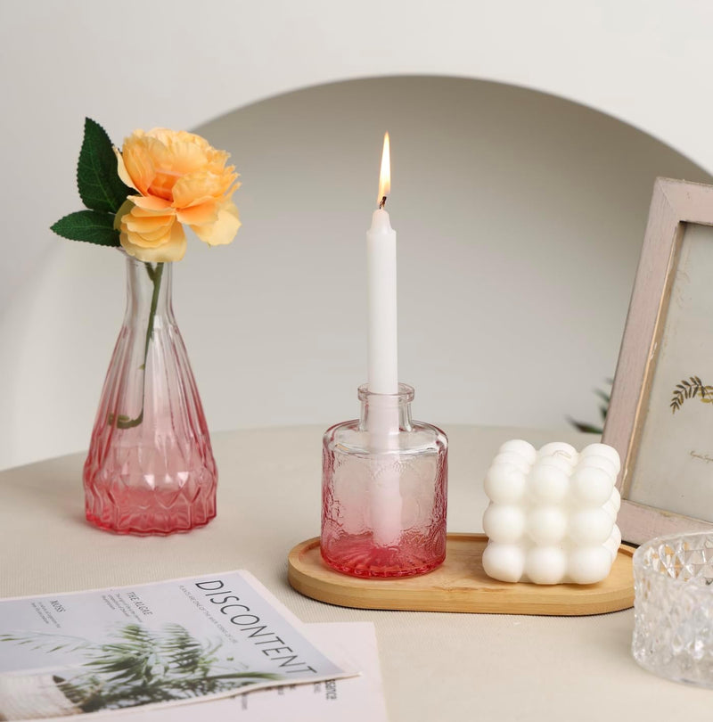 18pcs Pink Glass Bud Vase Set, Small Flower Vases for Centerpieces in Bulk, Mini Vintage Vase for Home, Wedding, Table Decor