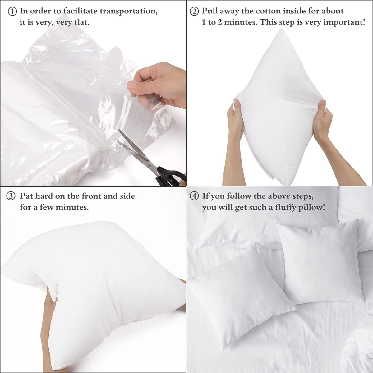 Fixwal 20x20 Inches Pillow Inserts Set of 4, White Pillow Forms Soft Microfiber Filled, Pillow Inserts for Decorative Pillow Covers Cushion Bed Couch and Sofa