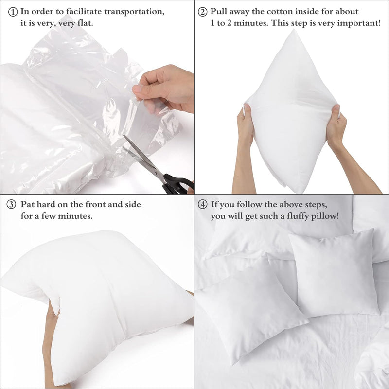 Fixwal 20x20 Inches Pillow Inserts Set of 4, White Pillow Forms Soft Microfiber Filled, Pillow Inserts for Decorative Pillow Covers Cushion Bed Couch and Sofa
