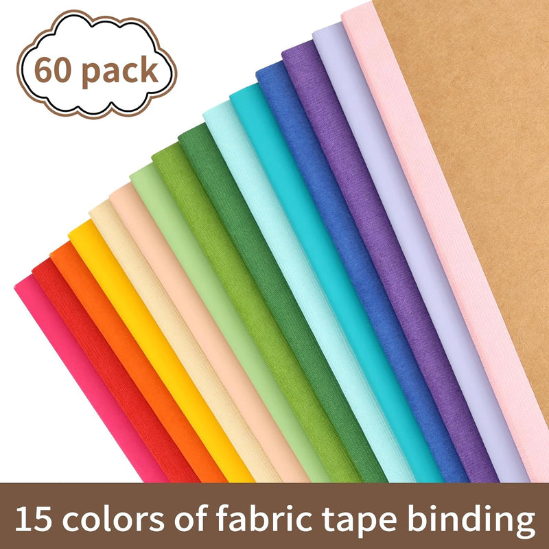 60 Pack A5 Kraft Notebooks, Composition Notebooks Lined Journal Bulk, 15 Colors with Rainbow Spines, 60 Pages for Kids Women Girls, School Office Supplies