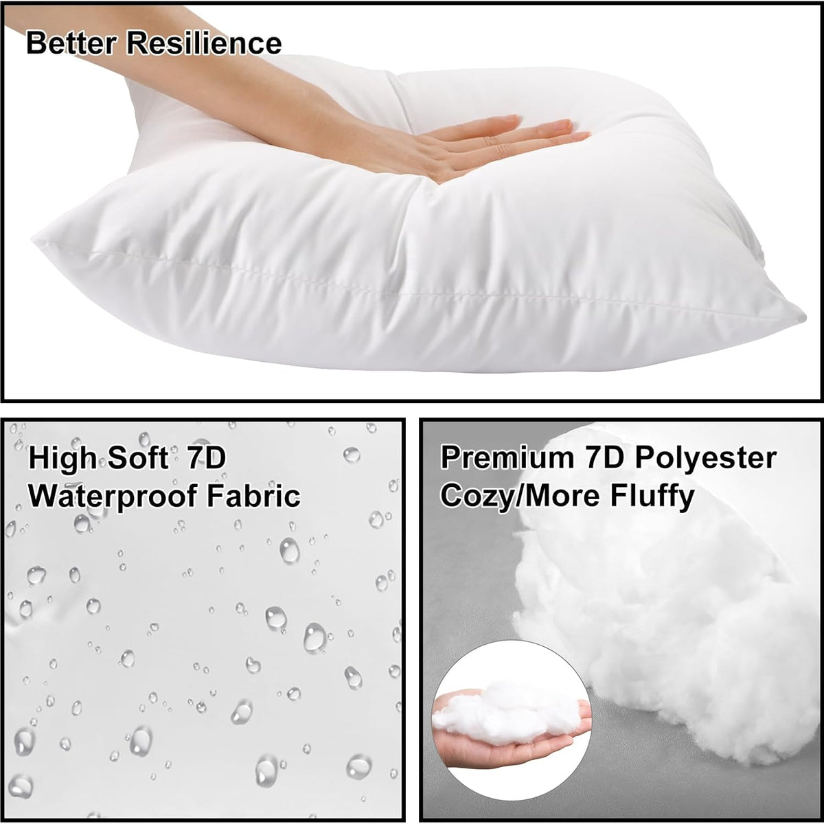 Fixwal 18x18 Outdoor Pillow Inserts Set of 6, Waterproof Decorative Throw Pillows Insert, Square Pillow Form for Patio, Furniture, Bed, Living Room, Garden (White)
