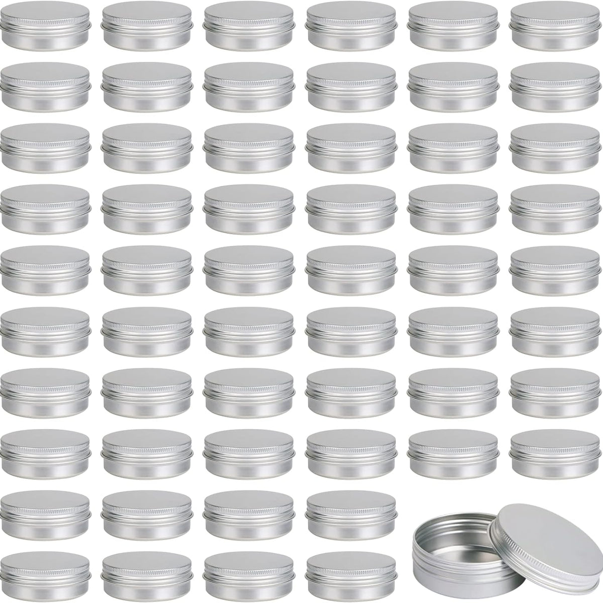 Moretoes 60 Pack Tins, 2Oz Metal Round Tins, Aluminum Tin Cans Containers with Screw Lid for Lotion Bars, Balms, Salve, Spices or Beard Balm