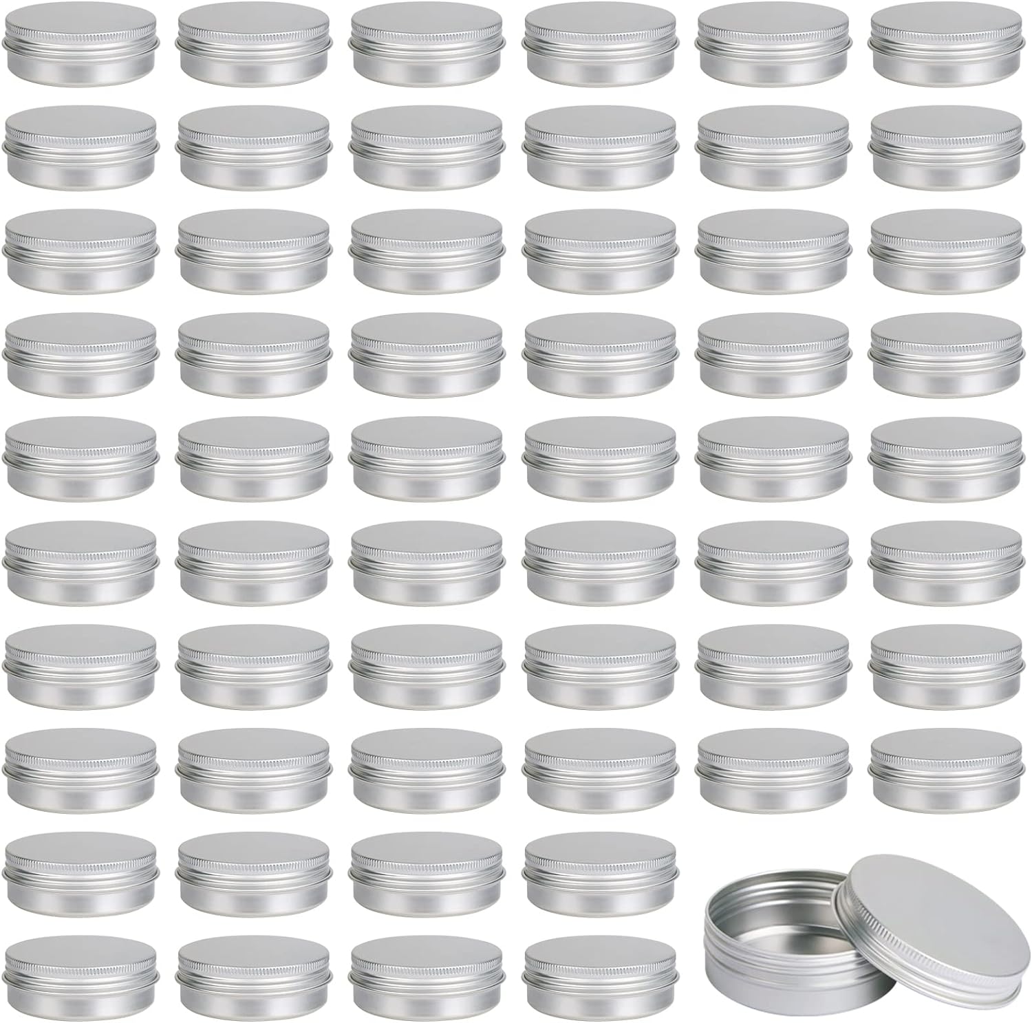 Moretoes 60 Pack Tins, 2Oz Metal Round Tins, Aluminum Tin Cans Containers with Screw Lid for Lotion Bars, Balms, Salve, Spices or Beard Balm