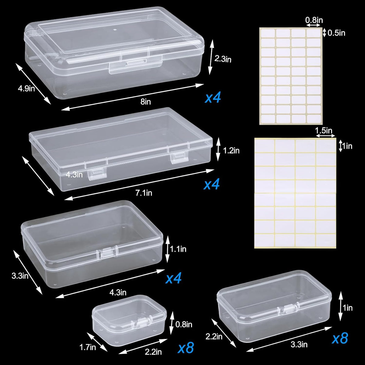 28 Pack Small Storage Containers Mixed Sizes Clear Plastic Boxes Craft Organizers Rectangular Bins with Lids for Small Items Bead Art Craft Jewelry Projects