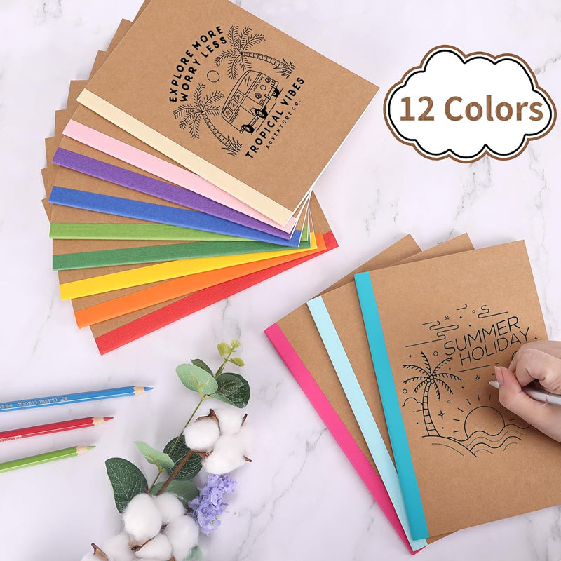 40 Pack A5 Kraft Notebooks Bulk, Lined Journals Bulk Colors with Rainbow Spine, 60 Pages for Kids Writing, Travel, Students