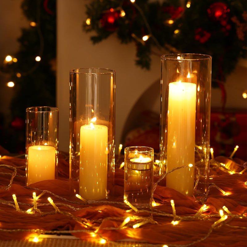 Fixwal 16pcs Clear Glass Cylinder Vases, 4, 6, 8, 10 Inch Tall Cylinder Vases for Centerpieces, Glass Flower Vase Floating Candle Holder Vase for Table Shelf, Party, Wedding, Home Decor